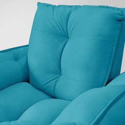 Poltrona Recepção Moderna de Luxo 12 Cores - Base de Ferro Preto - Azul Turquesa - 4