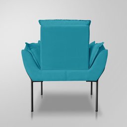Poltrona Recepção Moderna de Luxo 12 Cores - Base de Ferro Preto - Azul Turquesa - 6