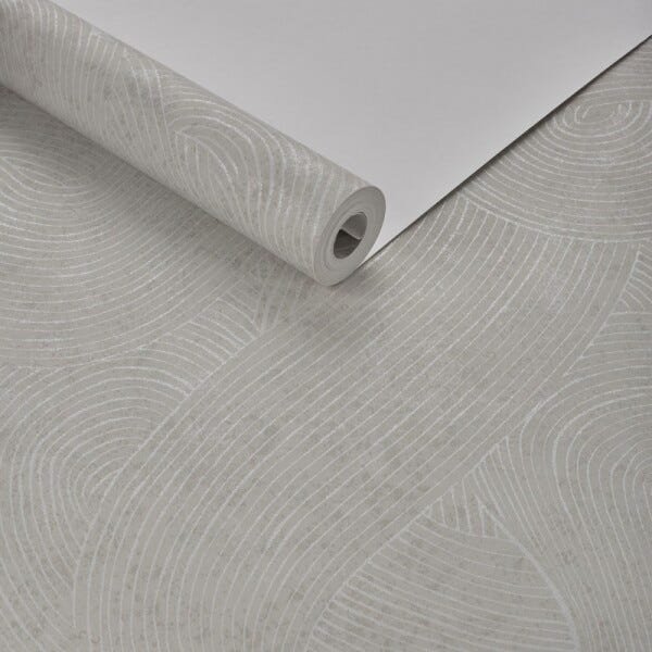 Papel de Parede Importado Cinza Ondas Tnt Texturizado - 1