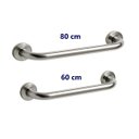 Ver imagem 2 de Kit de 2 Barras de Apoio 60 e 80cm Aço Inoxidável Polido Barra de Apoio para Box Banheiro Idoso Prem