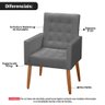 Kit 02 Poltronas Decorativas Muniz Plus Pés Palito Veludo Cinza - Abmaza - 3