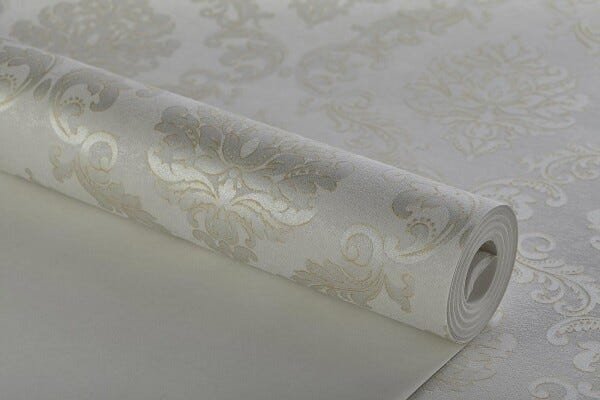 Papel de Parede Texturizado Arabesco Cinza Acetinado - 4
