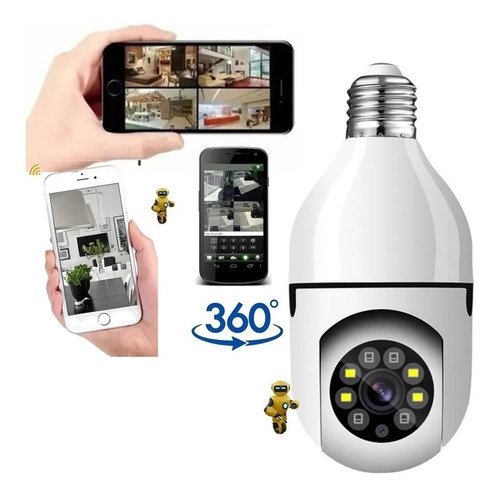 Menor preço em Camera Lampada Ip Segurança Panoramica Wifi1080 Espia:Branco