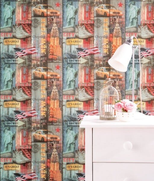 Papel de Parede Vinílico Lavável Cidade Nova York City Usa - 4
