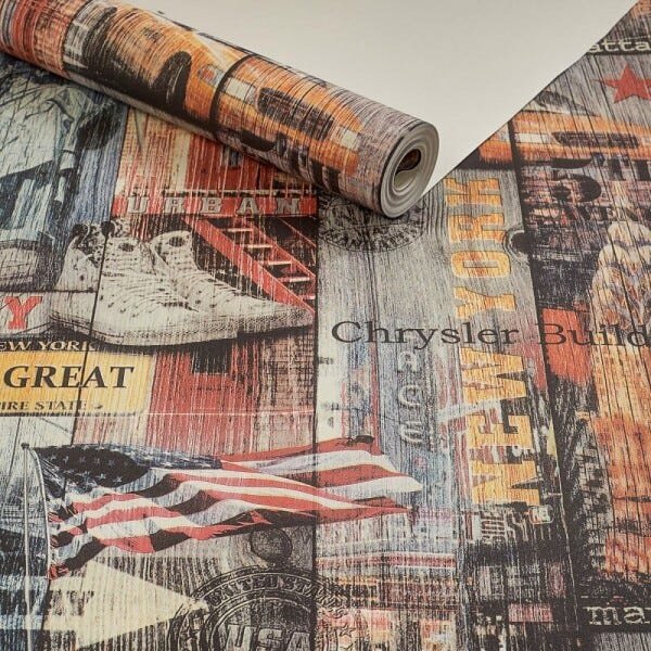 Papel de Parede Vinílico Lavável Cidade Nova York City Usa - 1