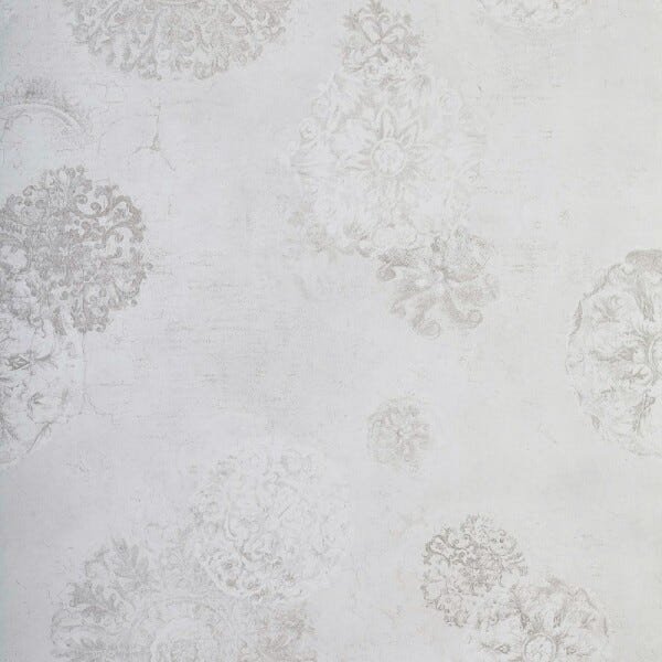 Papel de Parede Importado Lavável Floral Off White Cinza - 2