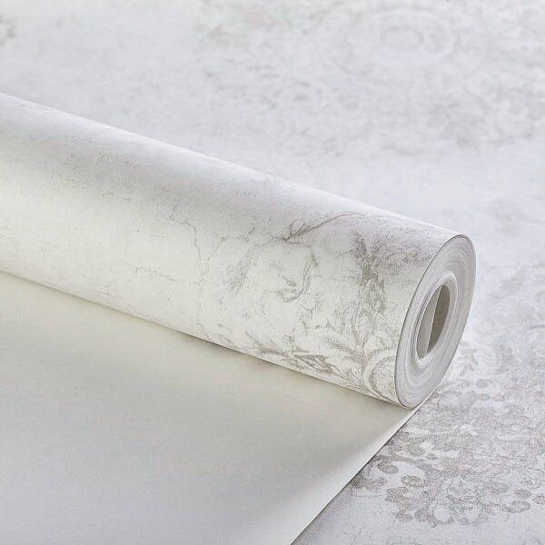 Papel de Parede Importado Lavável Floral Off White Cinza - 3