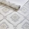 Papel de Parede Importado Lavável Off White Arabesco Cinza - 1