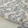 Papel de Parede Importado Lavável Arabesco Azul Prateado - 3