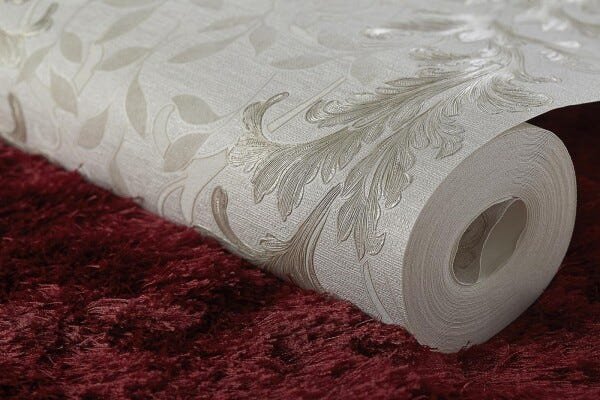 Papel de Parede Texturizado Off White Arabescos Pérola - 5