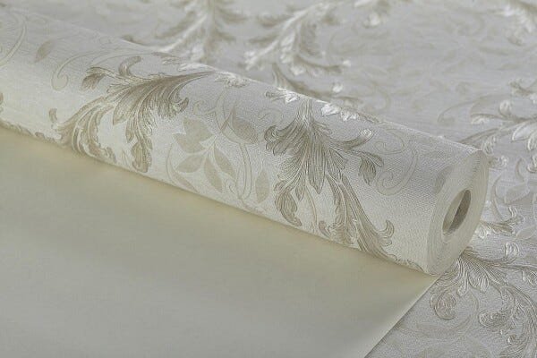 Papel de Parede Texturizado Off White Arabescos Pérola - 4