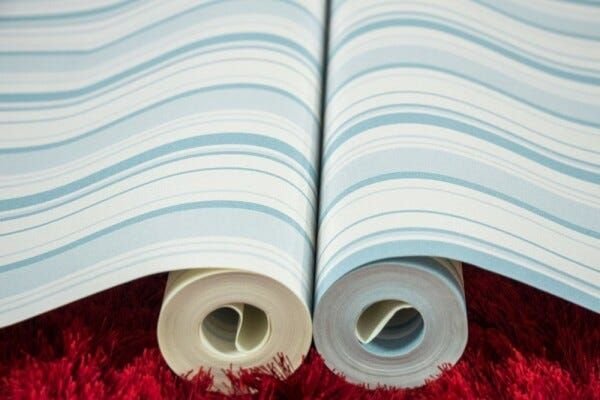 Papel de Parede Importado Vinílico 0,53x9,5m Azul Listrado - 5