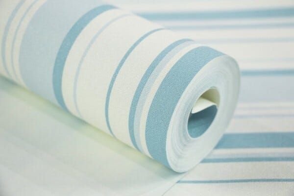 Papel de Parede Importado Vinílico 0,53x9,5m Azul Listrado - 6