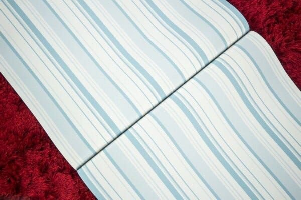 Papel de Parede Importado Vinílico 0,53x9,5m Azul Listrado - 4