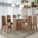 Ver imagem 1 de Conjunto De Sala De Jantar 1,35 Com 6 Cadeiras Amêndoa 73B