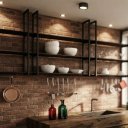 Ver imagem 1 de Prateleira Tripla Estilo Industrial Teto Parede 100cm PP Fs
