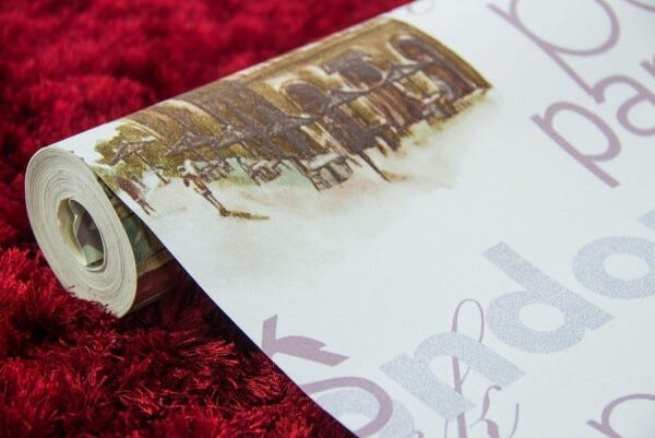 Papel de Parede Importado Vinílico Lavável 53cm X 10m London Paris Torre com Tonalidade Cinza, Prata - 2