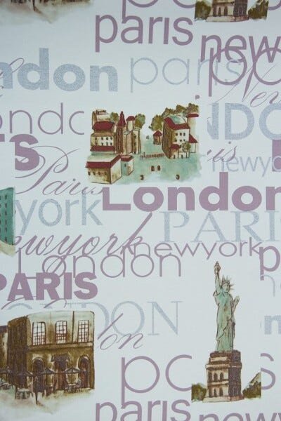 Papel de Parede Importado Vinílico Lavável 53cm X 10m London Paris Torre com Tonalidade Cinza, Prata - 1