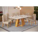 Ver imagem 1 de Conjunto: Mesa de Cozinha Celeste c/ Tampo Madeirado Retangular 170x90cm e 6 Cadeiras Lia Cedro/