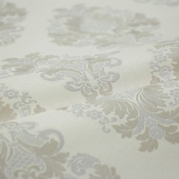Papel de Parede Importado Branco Off White Arabesco Prata - 4