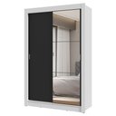 Ver imagem 3 de Guarda-roupa Solteiro 2 Portas de Correr com Espelho 2 Gavetas Branco/preto Vivare Madesa