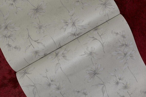 Papel de Parede Importado Texturizado Tnt Floral Cinza - 3
