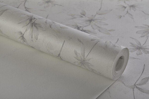 Papel de Parede Importado Texturizado Tnt Floral Cinza - 4