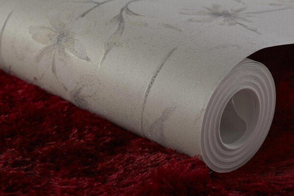 Papel de Parede Importado Texturizado Tnt Floral Cinza - 5