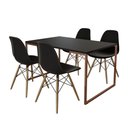 Ver imagem 6 de Mesa Industrial Base Ferro Cobre Tampo 137X90 Preto 4 Cadeiras Madeira Assento Preto Preto