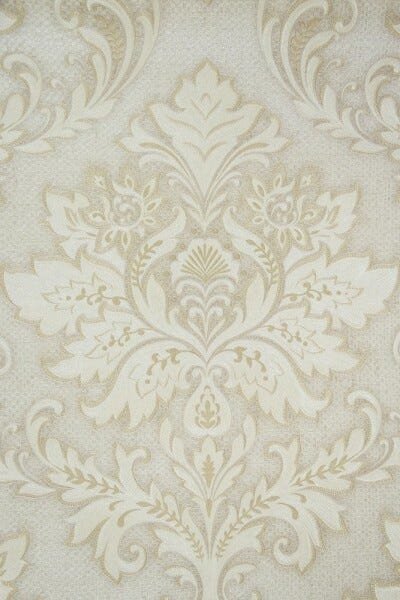Papel de Parede Lavável Texturizado Arabesco Bege Marrom - 1