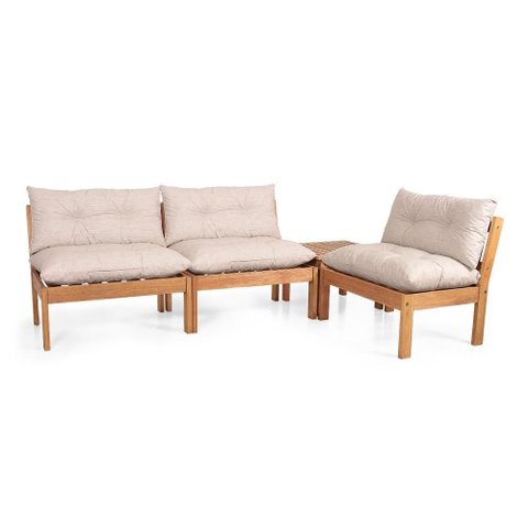 Conjunto Raiz Externo para Jardim e Piscina 4 Lugares com Mesa de Centro - Bege