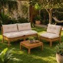 Ver imagem 3 de Conjunto Raiz Externo para Jardim e Piscina 4 Lugares com Mesa de Centro - Bege