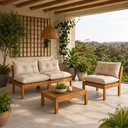 Ver imagem 5 de Conjunto Raiz Externo para Jardim e Piscina 4 Lugares com Mesa de Centro - Bege