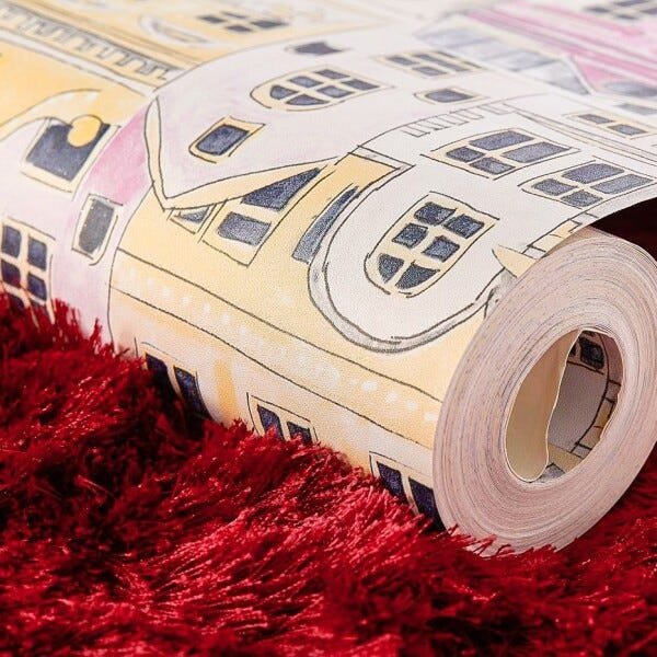 Papel de Parede Lavável Infantil Quarto Menina Rosa Amarelo - 4