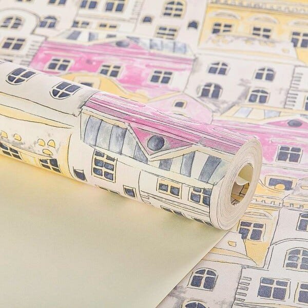 Papel de Parede Lavável Infantil Quarto Menina Rosa Amarelo - 3