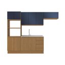 Ver imagem 4 de Cozinha Modulada Completa Ciela 4 Peças 2 Aéreos + 1 Balcão + 1 Paneleiro C4p77 Canela Azul