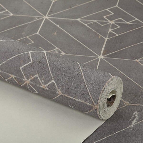 Papel de Parede Geométrico Textura Cerâmica Cinza Escuro - 3