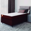Ver imagem 1 de Cama Box Baú Solteiro Colchão Molas Qatar 88x188x63cm Marrom/branco- Suporta até 150kg por Pessoa