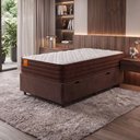 Ver imagem 2 de Cama Box Baú Solteiro Colchão Molas Qatar 88x188x63cm Marrom/Branco- Suporta até 150kg por Pessoa