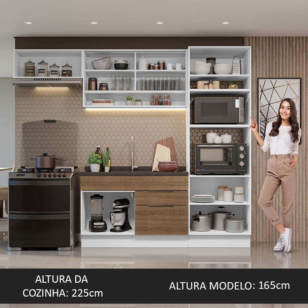 Armário de Cozinha Completa 270cm Branco/Rustic Stella Madesa 09 - 6