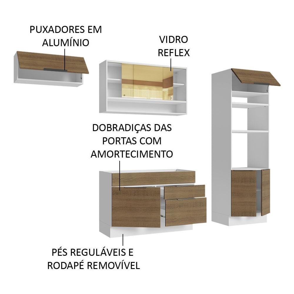 Armário de Cozinha Completa 270cm Branco/Rustic Stella Madesa 09 - 4