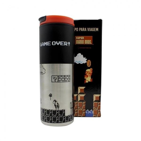 Copo Viagem Super Mario Game Over com tampa 500ml - 4