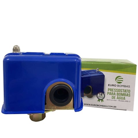Pressostato Eurobombas de 0 a 4 Bar para Controlar Pressao Bomba de Agua - Krs Monofasico 220v Azul