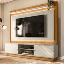 Ver imagem 1 de Estante para Tv até 75 Polegadas Guararapes 2 Portas com Led Nature/off White - Linea Brasil