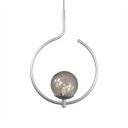 Ver imagem 1 de Pendente Lustre On Loop Prata com Globo de Vidro Fumê