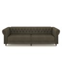 Ver imagem 6 de Conjunto Sala de Estar 1 Sofá Living 260cm e 2 Poltronas Stanford Chesterfield Pés Madeira Couro Cap