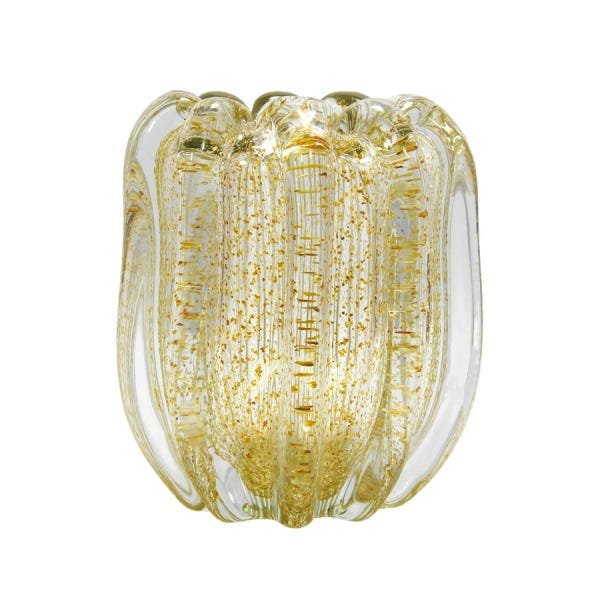 Vaso Murano San Polo II Incolor e Dourado P - 2