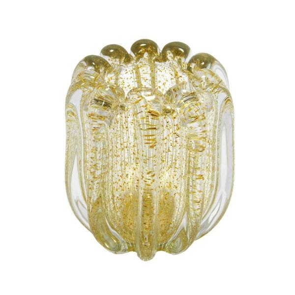 Vaso Murano San Polo II Incolor e Dourado P - 1