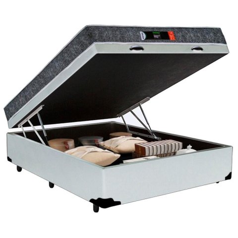 Cama Box Baú Casal 138X188X60 Resistente Pró D28 Ortopédica Espuma Branco Prime Colchões