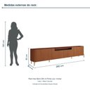 Ver imagem 3 de Rack New Bend 260 cm Porta Lisa Incolar Cedro com Pé Dourado